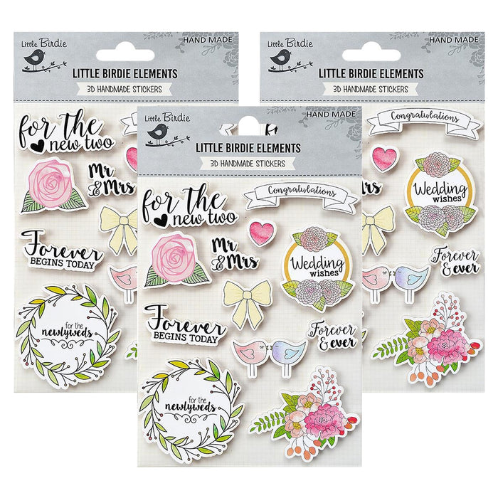 Pack of 3 - Watercolor Collection Embellishment 12/Pkg-Wedding Wishes
