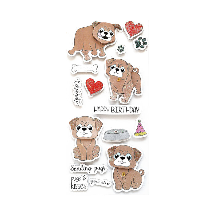 Pack of 3 - Birthday Wishes Embellishment 16/Pkg-Pugs and Kisses
