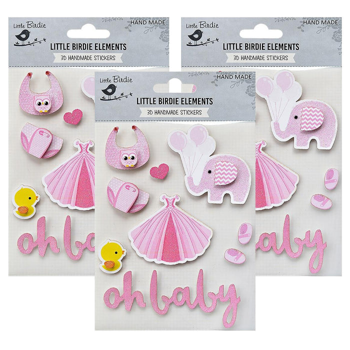 Pack of 3 - Oh Baby Embellishment 10 /Pkg-Pink