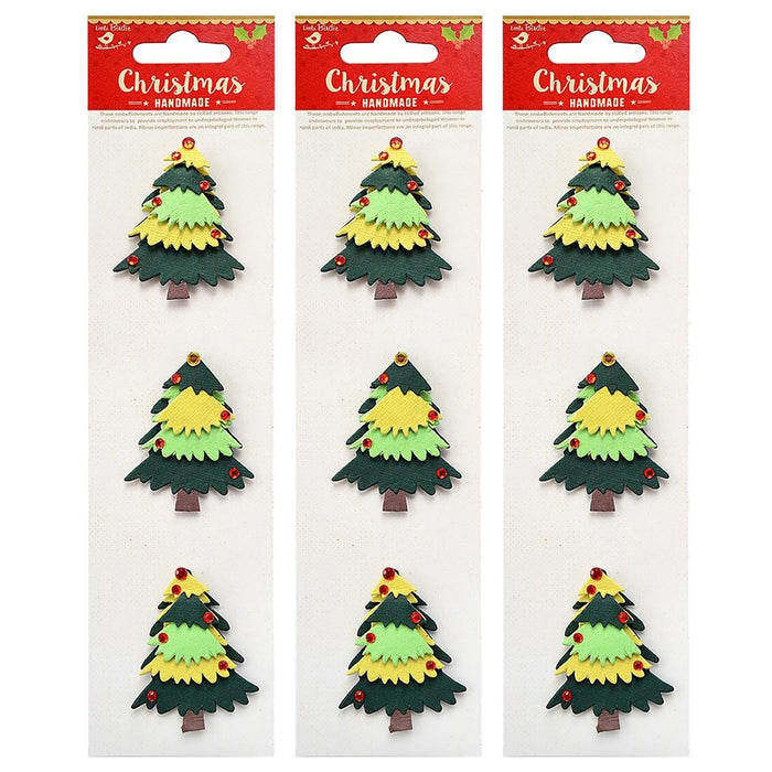Pack of 3 - Christmas 3D Embellishment 3/Pkg-Holiday Tree