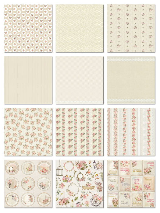 Pack of 3 - Cardstock Pack 6"X6" 12/Pkg-Shabby Chic Bouquet