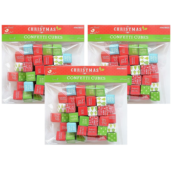 Pack of 3 - Christmas Confetti Cube 50/Pkg-15X15mm