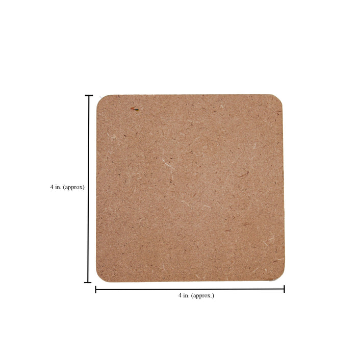 Pack of 3 - MDF Wood Coaster With Stand-Square 4"X4"