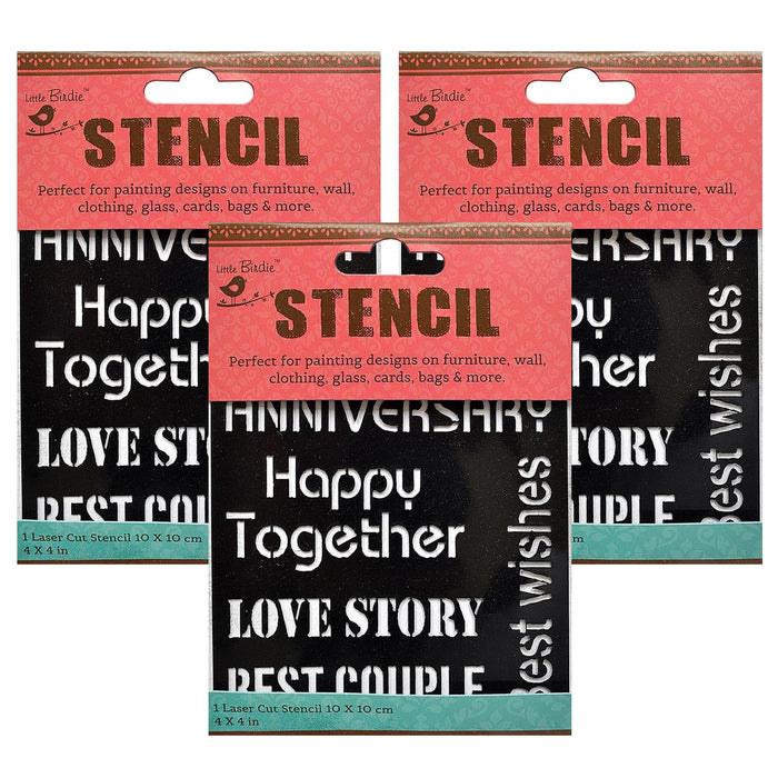 Pack of 3 - Reusable Stencil 4"X4"-Happy Together