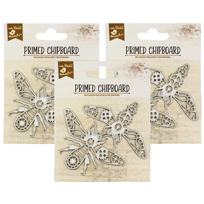 Pack of 3 - Primed Chipboard-Cog Flies