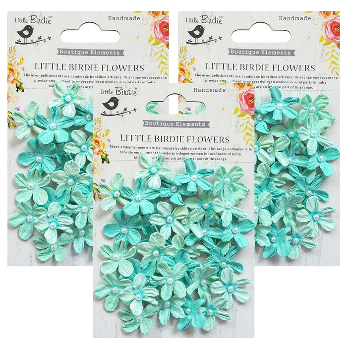 Pack of 3 - Pearl Petites Paper Flowers 32/Pkg-Arctic Ice