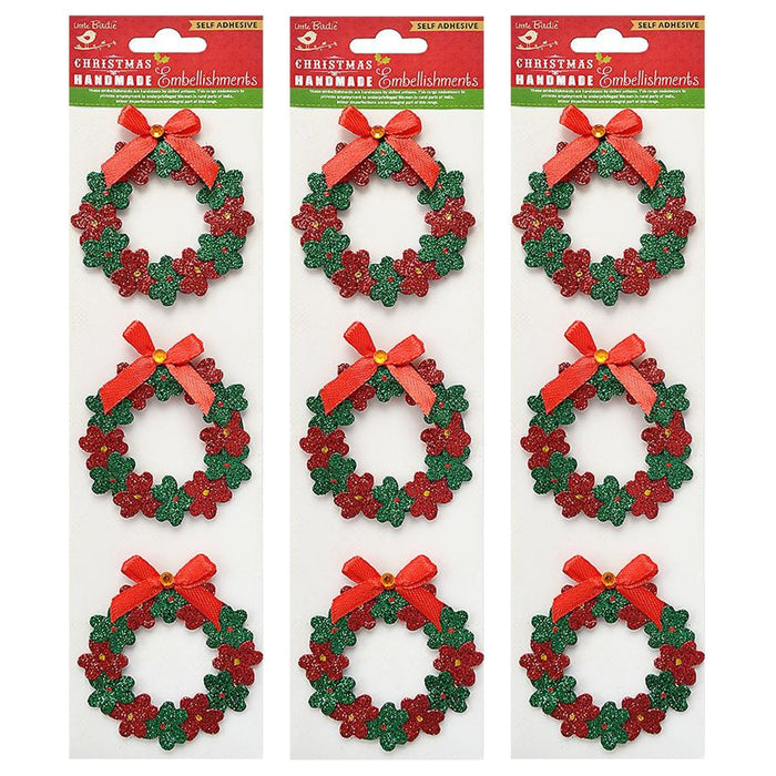 Pack of 3 - Christmas Wreath 3/Pkg-Wreath
