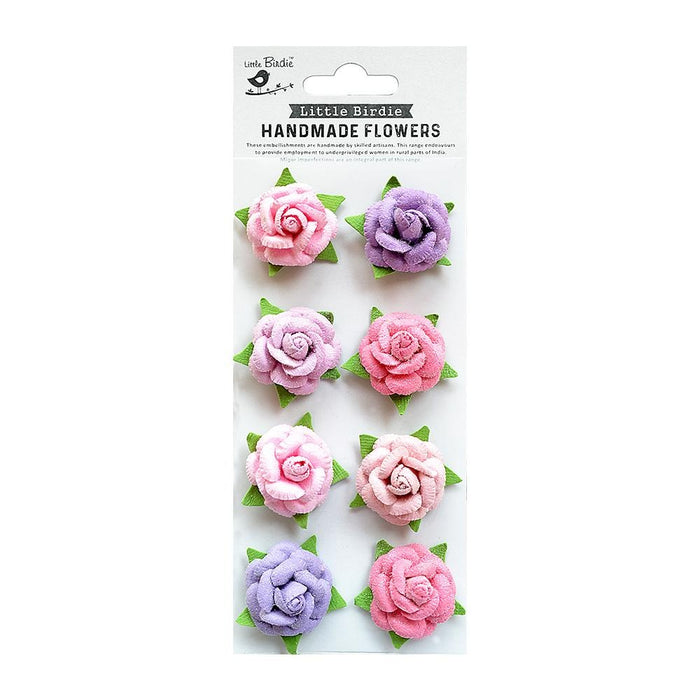 Little Birdie Angel Rose Paper Flowers 8/Pkg-Woodland Stories