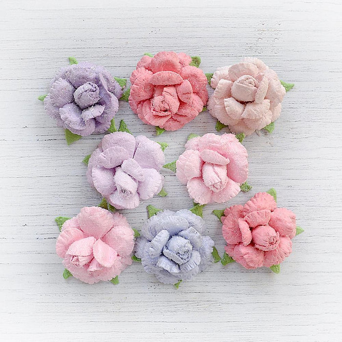 Angel Rose Paper Flowers 8/Pkg Aqua Medley