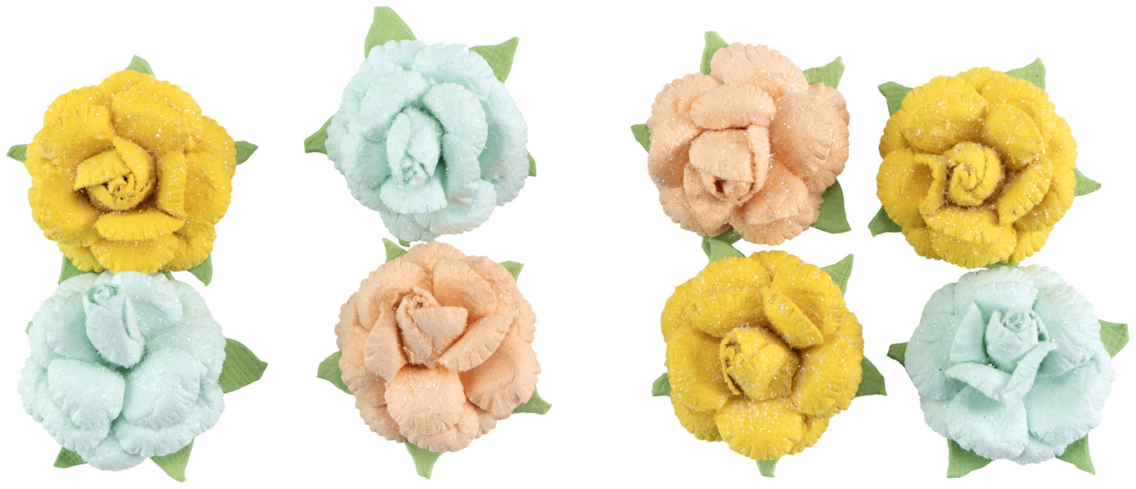 Angel Rose Paper Flowers 8/Pkg Aqua Medley