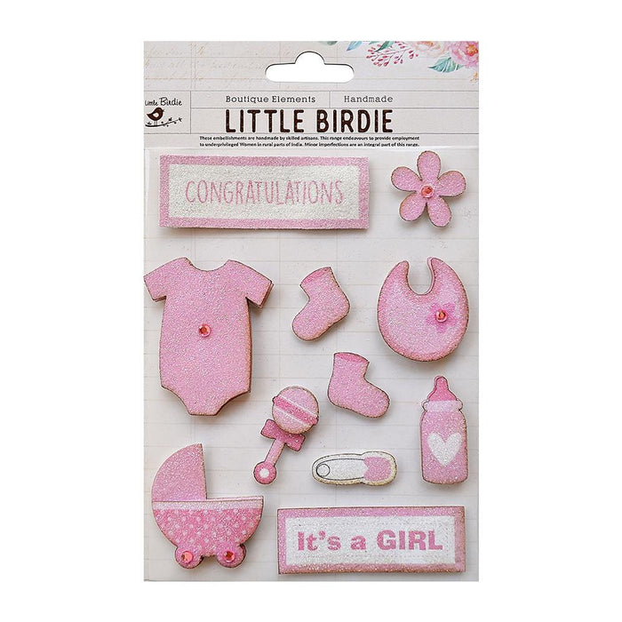 Baby Sticker Embellishment 11/Pkg Pink