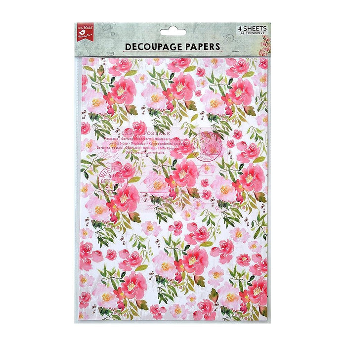 Decoupage Paper A4 4/Pkg Blossoming Elegance
