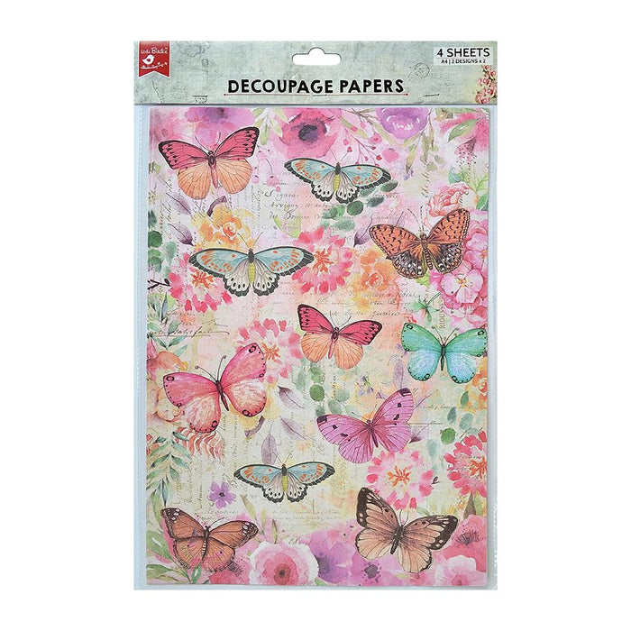 Decoupage Paper A4 4/Pkg Butterfly Flight