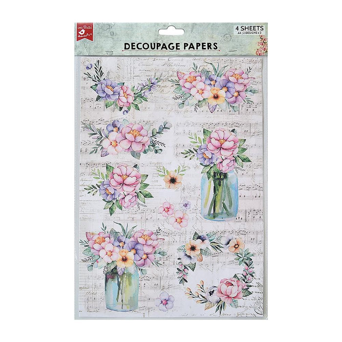 Decoupage Paper A4 4/Pkg Floral Essence