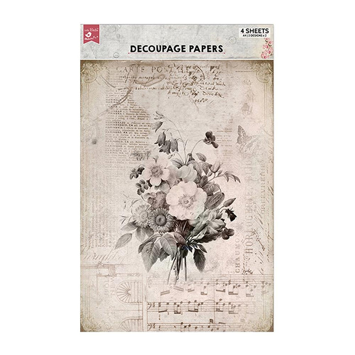 Little Birdie Decoupage Paper A4 2/Pkg-Floral Mandala Little Birdie Decoupage Paper A4 2/Pkg-Floral Mandala