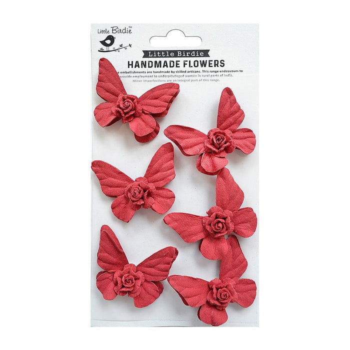 Flutura Paper Flower Butterfly 6/Pkg Love and Roses
