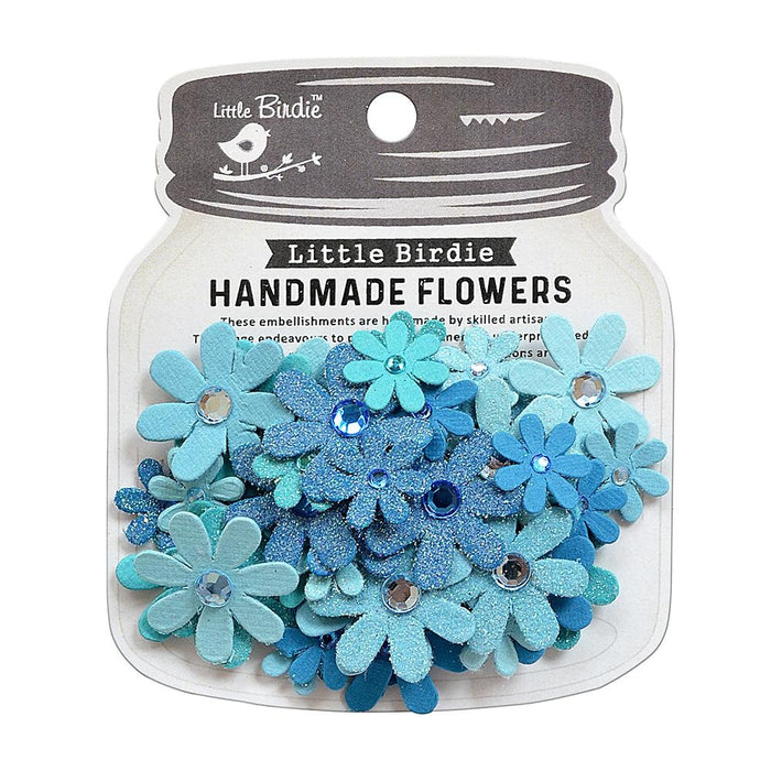 Sparkle Florettes Paper Flowers 60/Pkg Aqua Medley