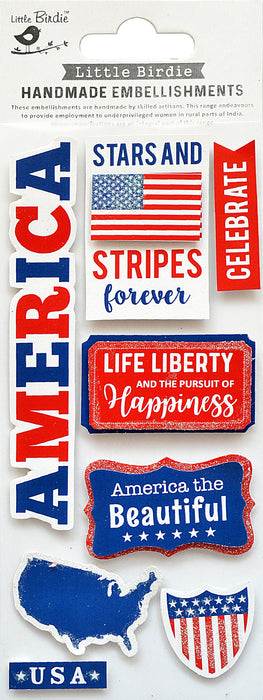Sticker Embellishment 8/Pkg Happy Fourth of July