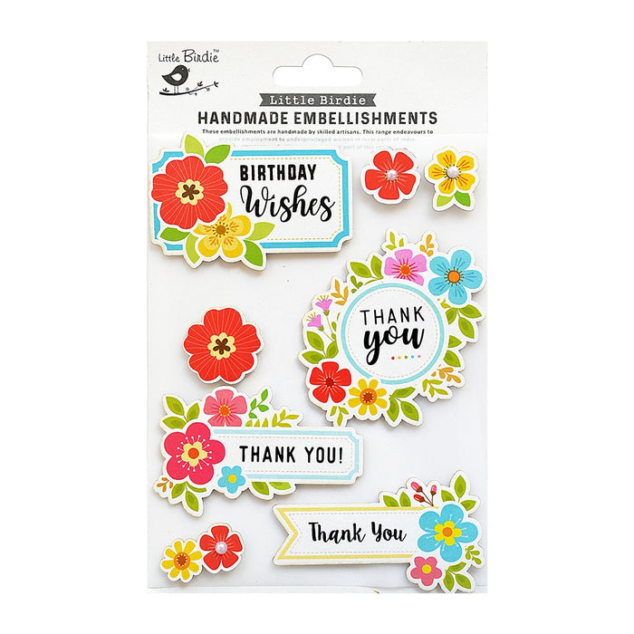 Sticker Embellishment 8/Pkg-Thank You Floral