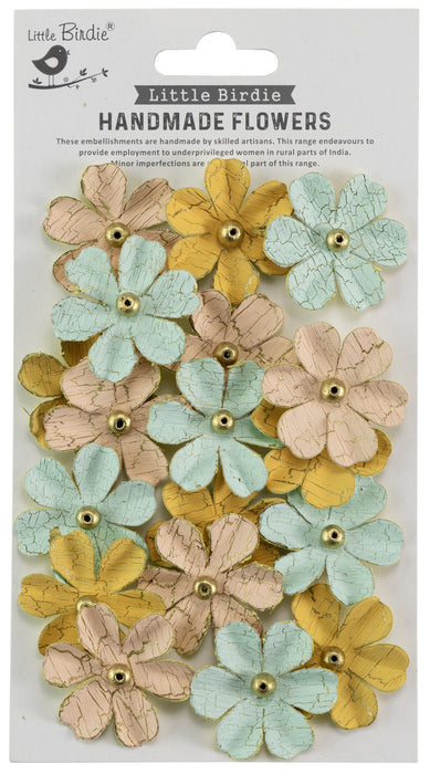 Zoey Washed Paper Flowers with Gold Crackle Finish from Little Birdie