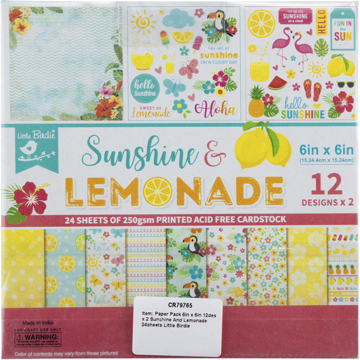 Cardstock Pack 6"X6" 24 Sheets Sunshine & Lemonade