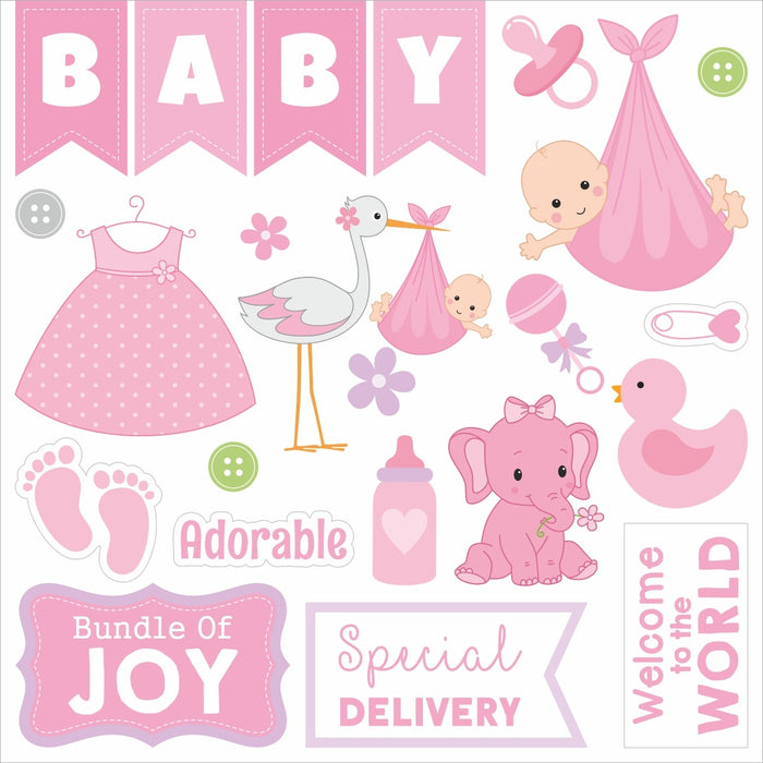 Little Miracle Cardstock Pack 6"X6" 24 Sheets Baby Girl