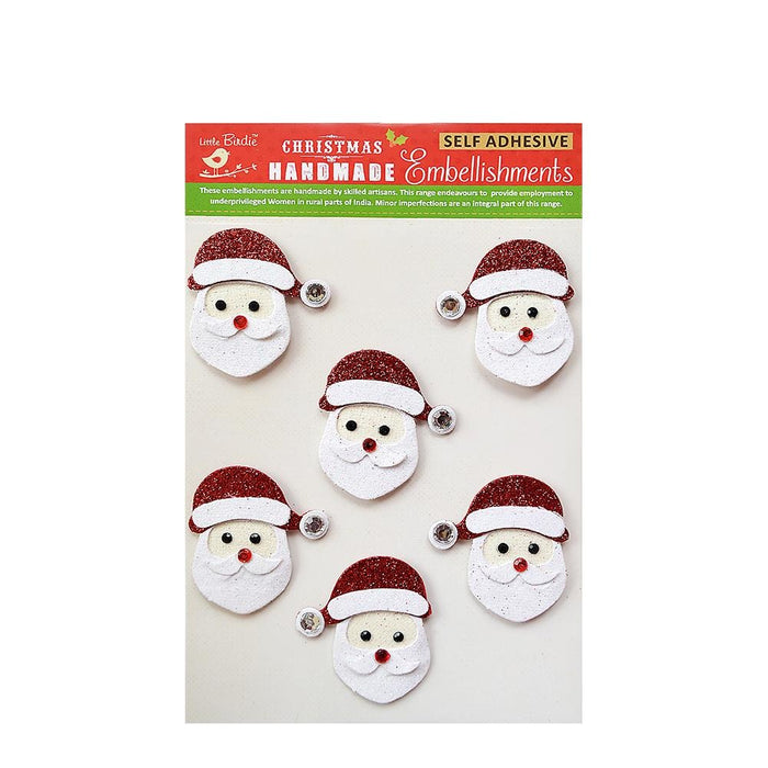 Christmas Embellishment 6/Pkg Santa