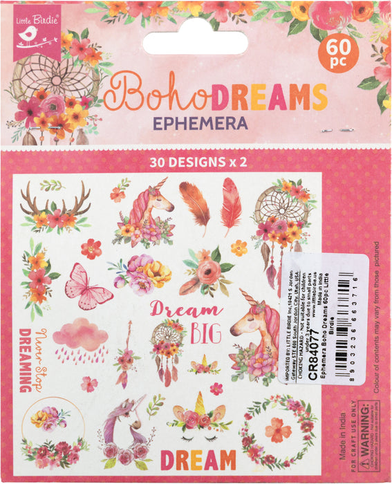 Ephemera Elements 60/Pkg Boho Dreams