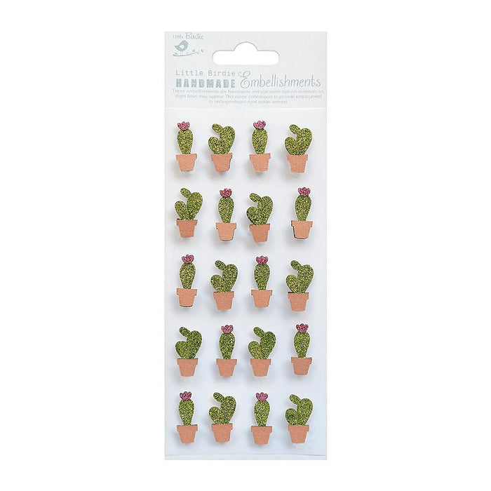 Glitter Embellishment 20/Pkg Mini Cactus