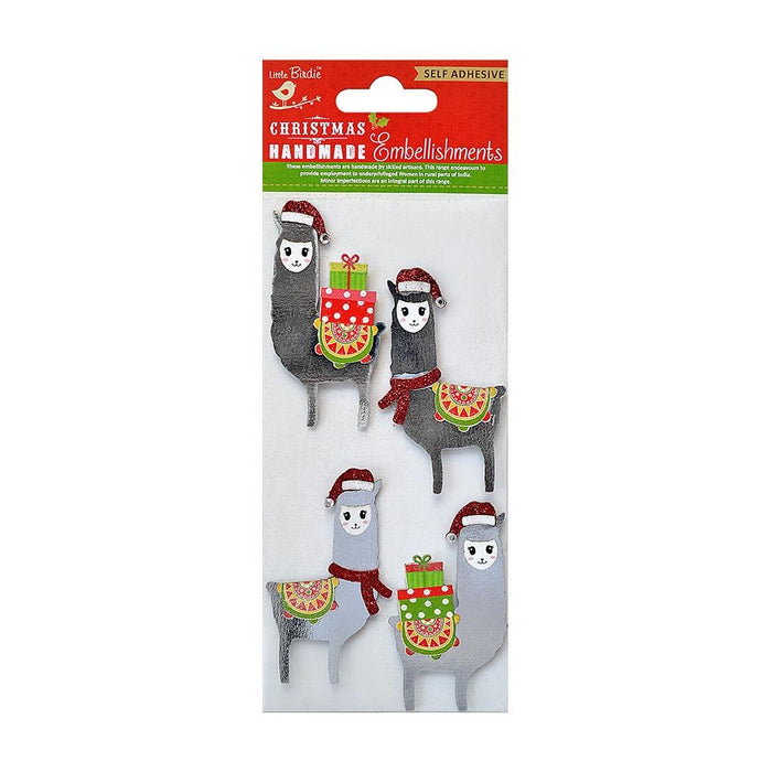 Christmas Embellishment 4/Pkg Lovable Llama