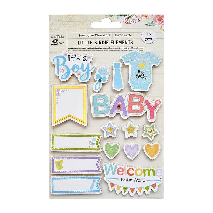 Baby Sticker Embellishment -16/Pkg Boy