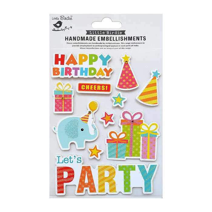 Birthday Embellishment 11/Pkg Let's Party
