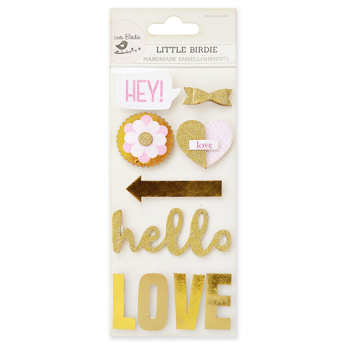 Love Foil Embellishment 10/Pkg-Love Golden