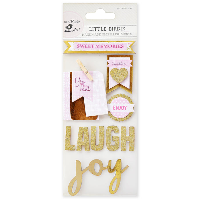 Love Foil Embellishment 10/Pkg Love Laugh Joy