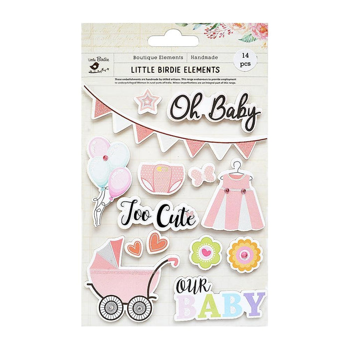 Our Baby Sticker Embellishment 14/Pkg Girl