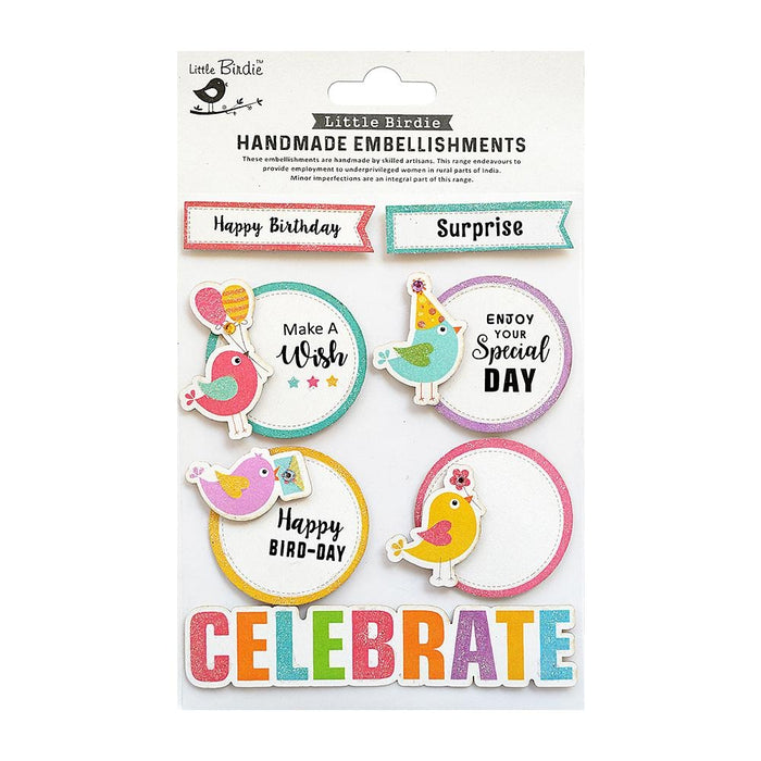 Sticker Embellishment 3/Pkg Happy Bird-Day