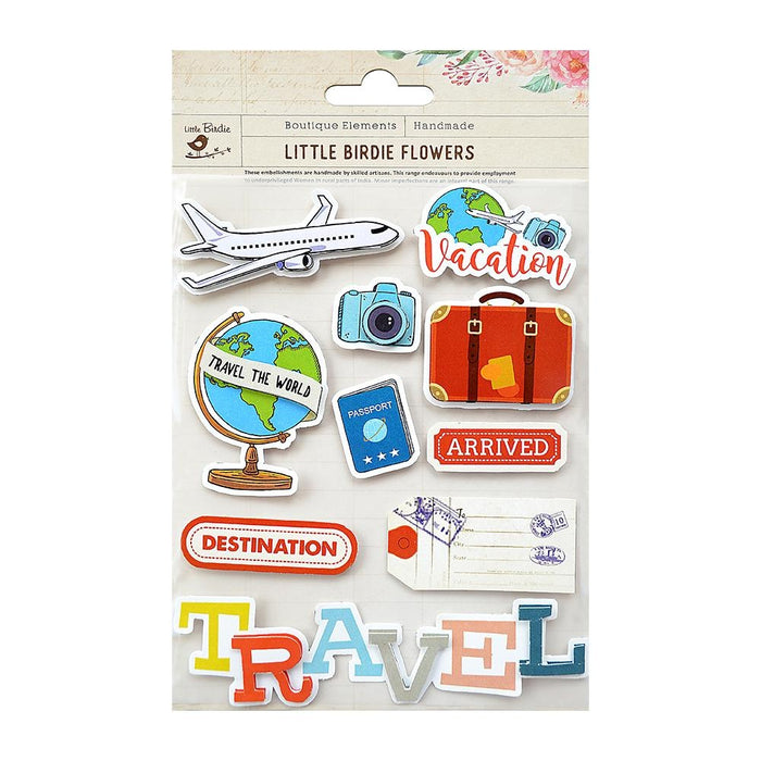 Travel Sticker Embellishment 10/Pkg Travel
