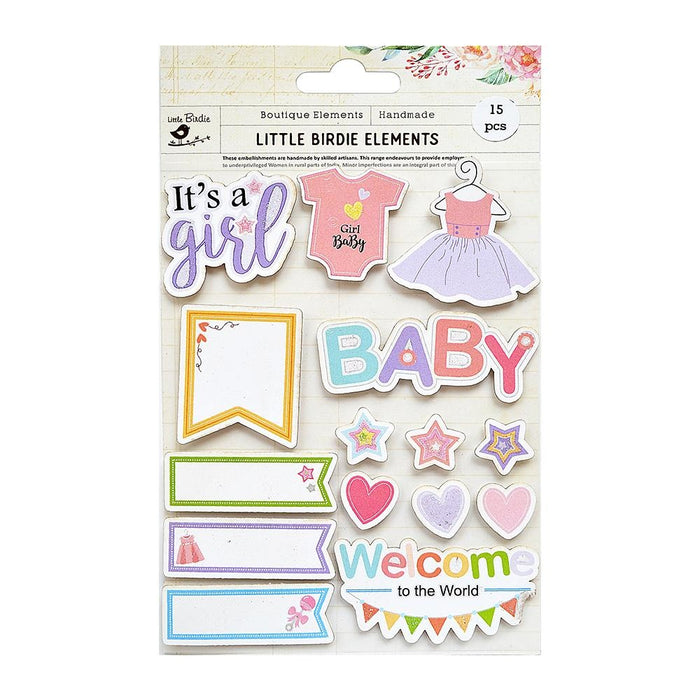 Welcome To The World Embellishment 15/Pkg Baby Girl