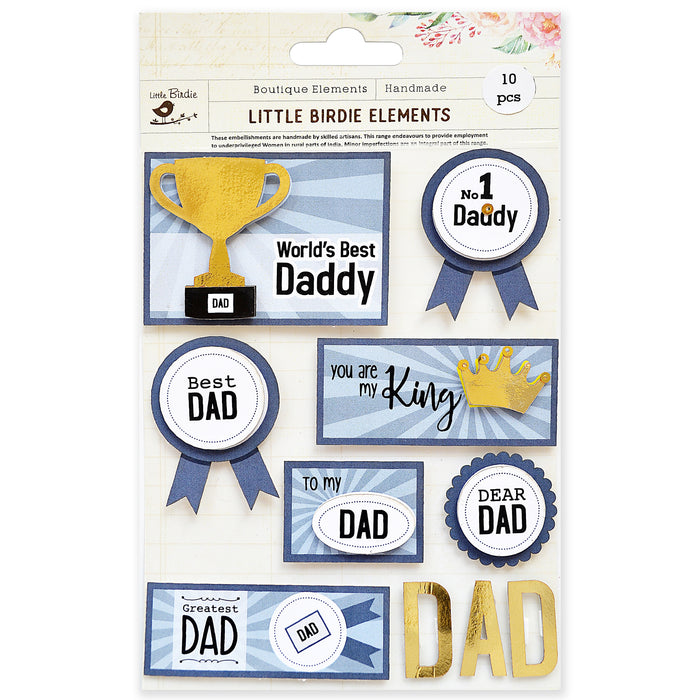 World's Best Daddy Foil Embellishment 10/Pkg-World's Best Daddy
