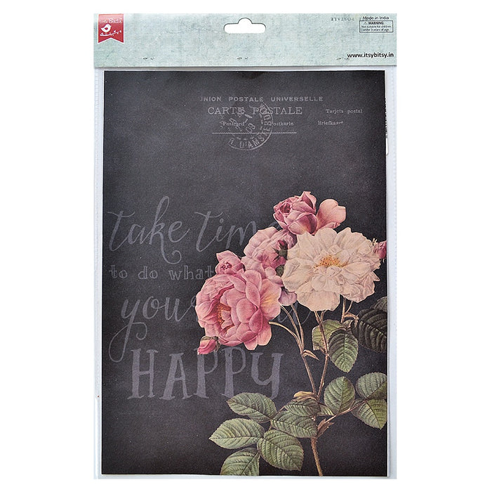 Decoupage Paper A4 4/Pkg Pretty Primrose & Be Happy