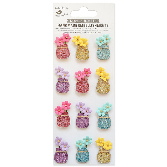 Mini Glitter Embellishments 12/Pkg Flower Vase