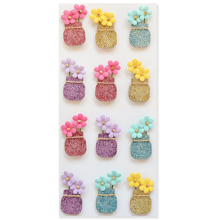 Mini Glitter Embellishments 12/Pkg Flower Vase