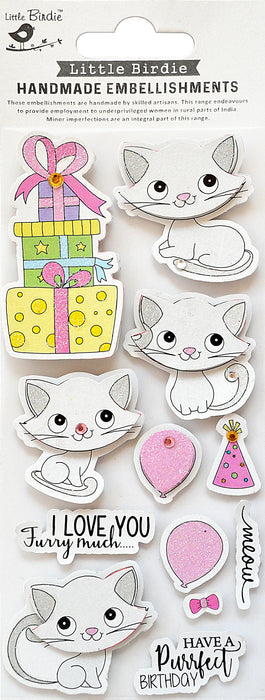 Birthday Wishes Embellishment 12/Pkg Little Kitten