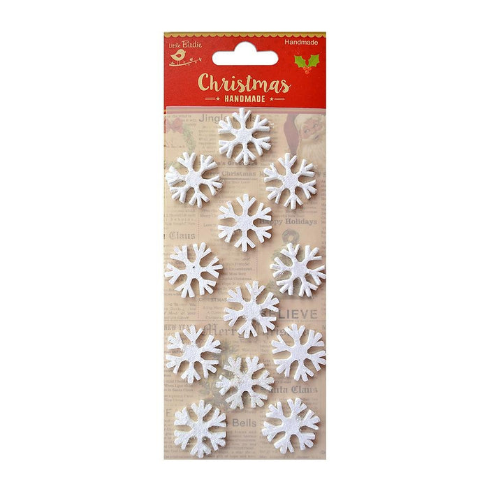 Christmas 3D Mini Glitter Snowflakes 12/Pkg-Snow White