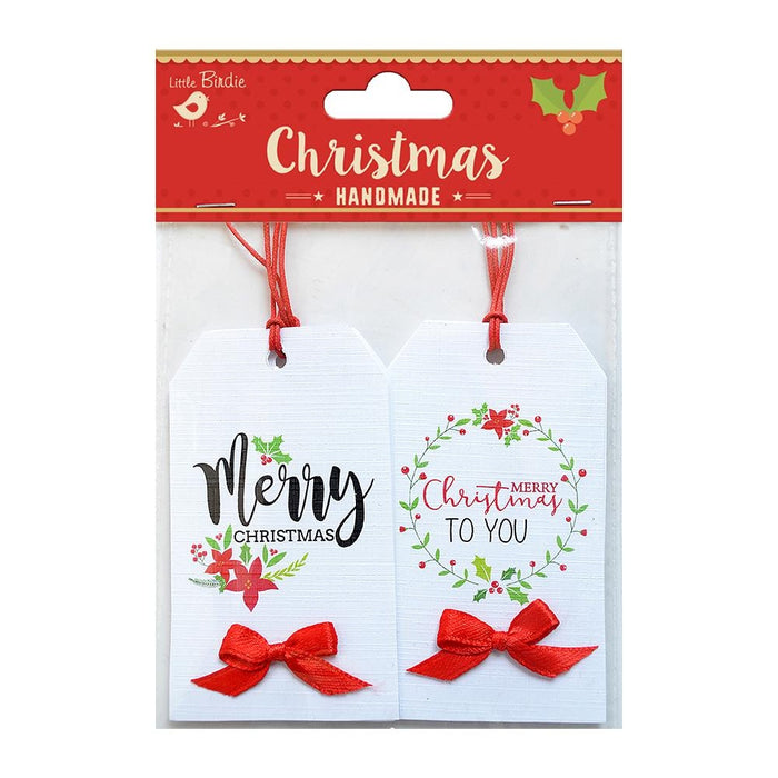 Printed Tags With Bows 4/Pkg Holiday Elements