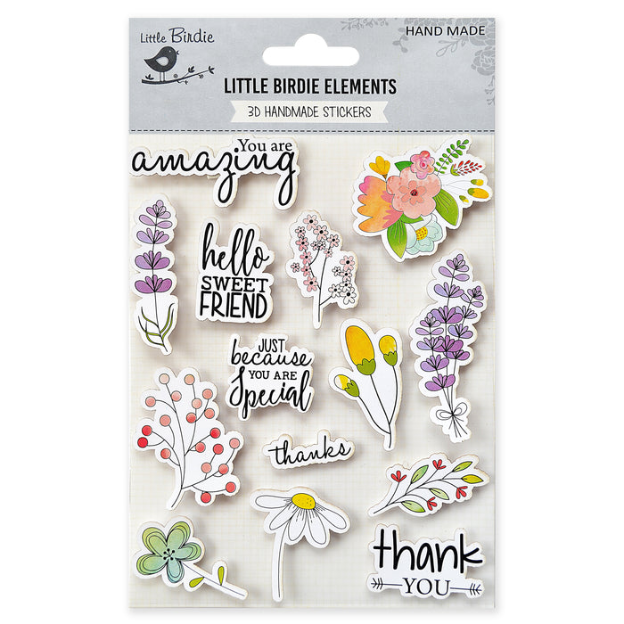 Watercolor Collection Embellishment 14/Pkg Floral Wishes