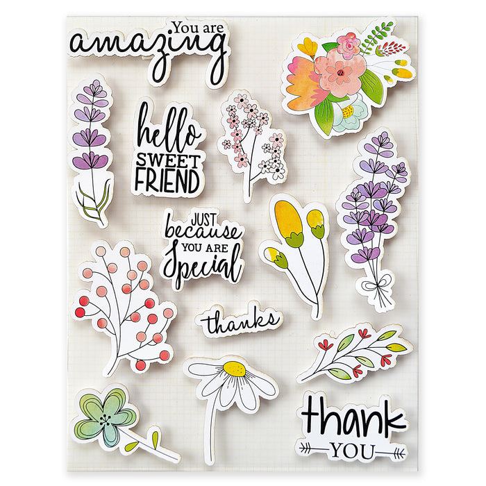 Watercolor Collection Embellishment 14/Pkg Floral Wishes