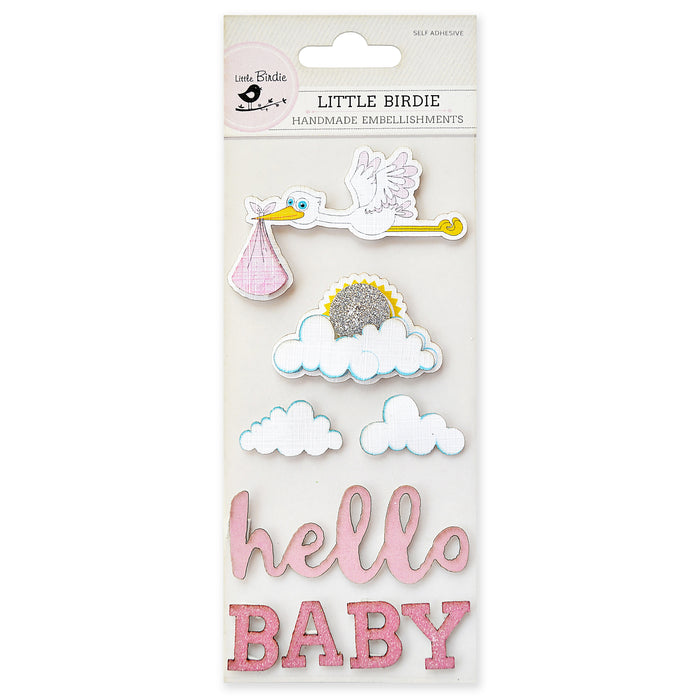 Hello Baby Sticker Embellishment 9/Pkg Pink