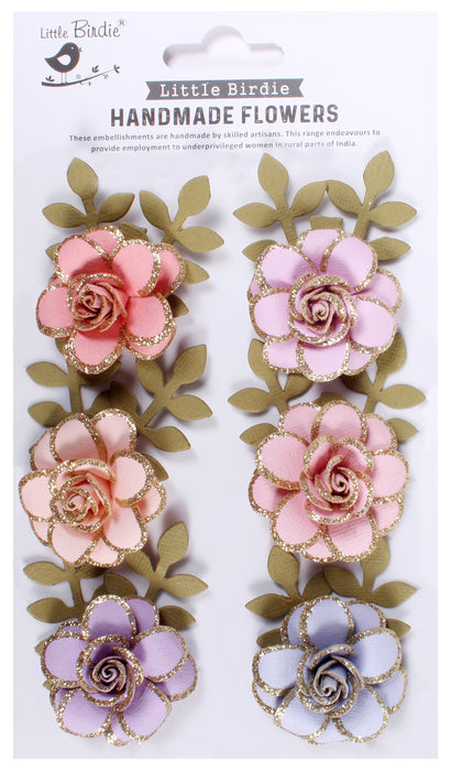 Pixie Rose Paper Flowers 6/Pkg Fairy Sparkle