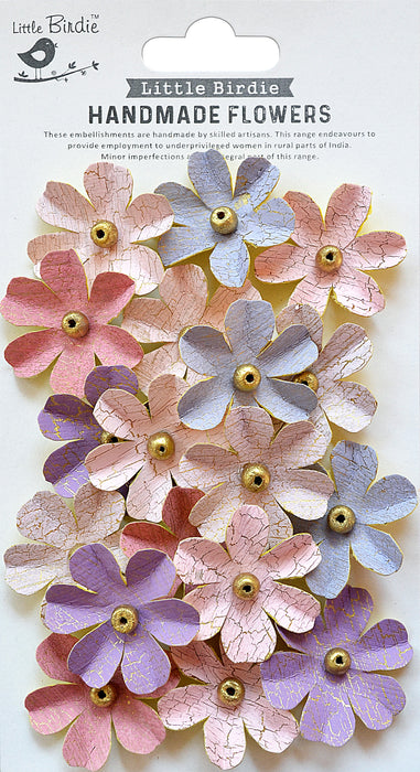 Zoey Washed Paper Flowers with Gold Crackle Finish from Little Birdie